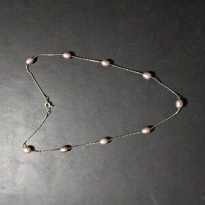 18KT White Gold Plated Genuine Pink Purple Mauve Pearls Statement Necklace